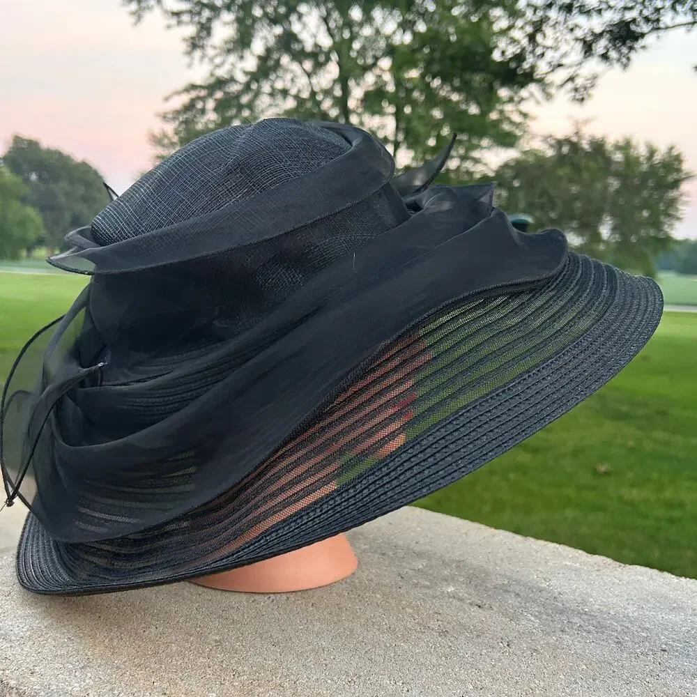Scala Pronto Hat Derby Church Fancy Wide brim Black